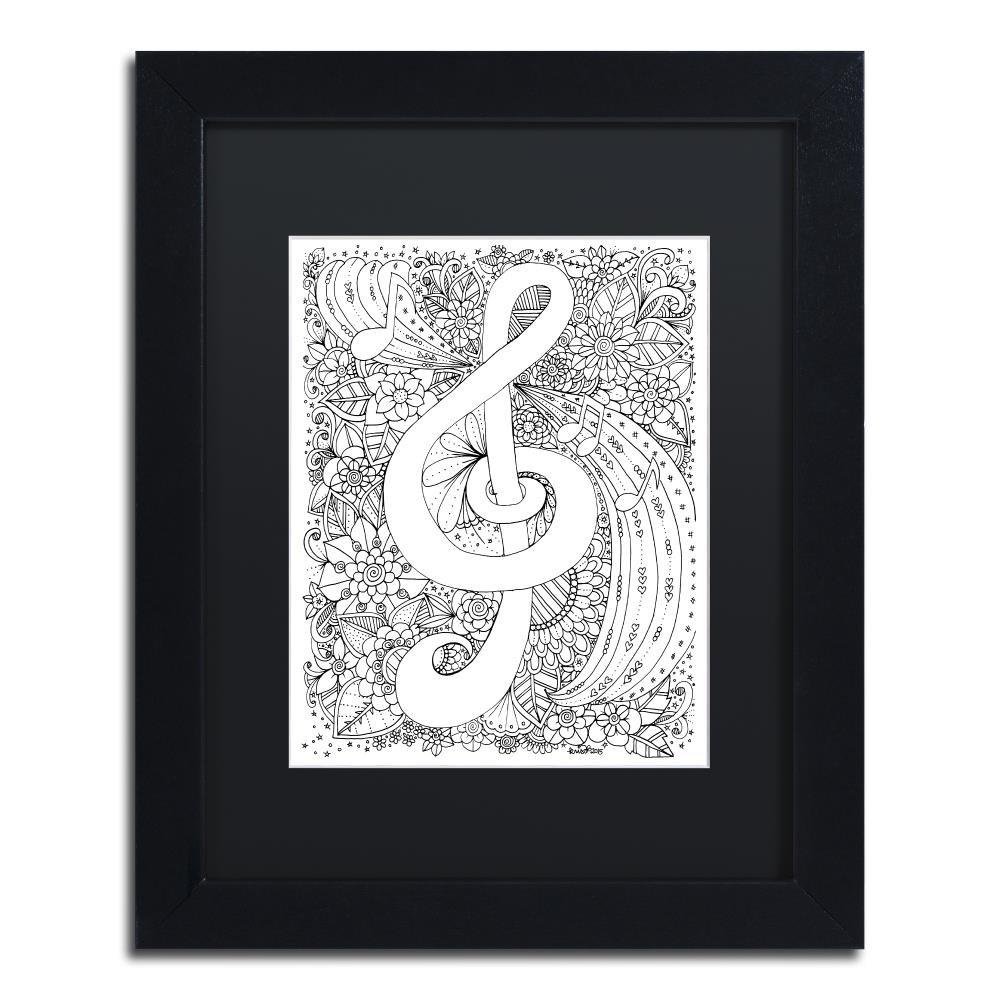 "J-Clef Doodle" by KCDoodleArt Artwork in Black Matte with Black Frame, 11" x 14"
