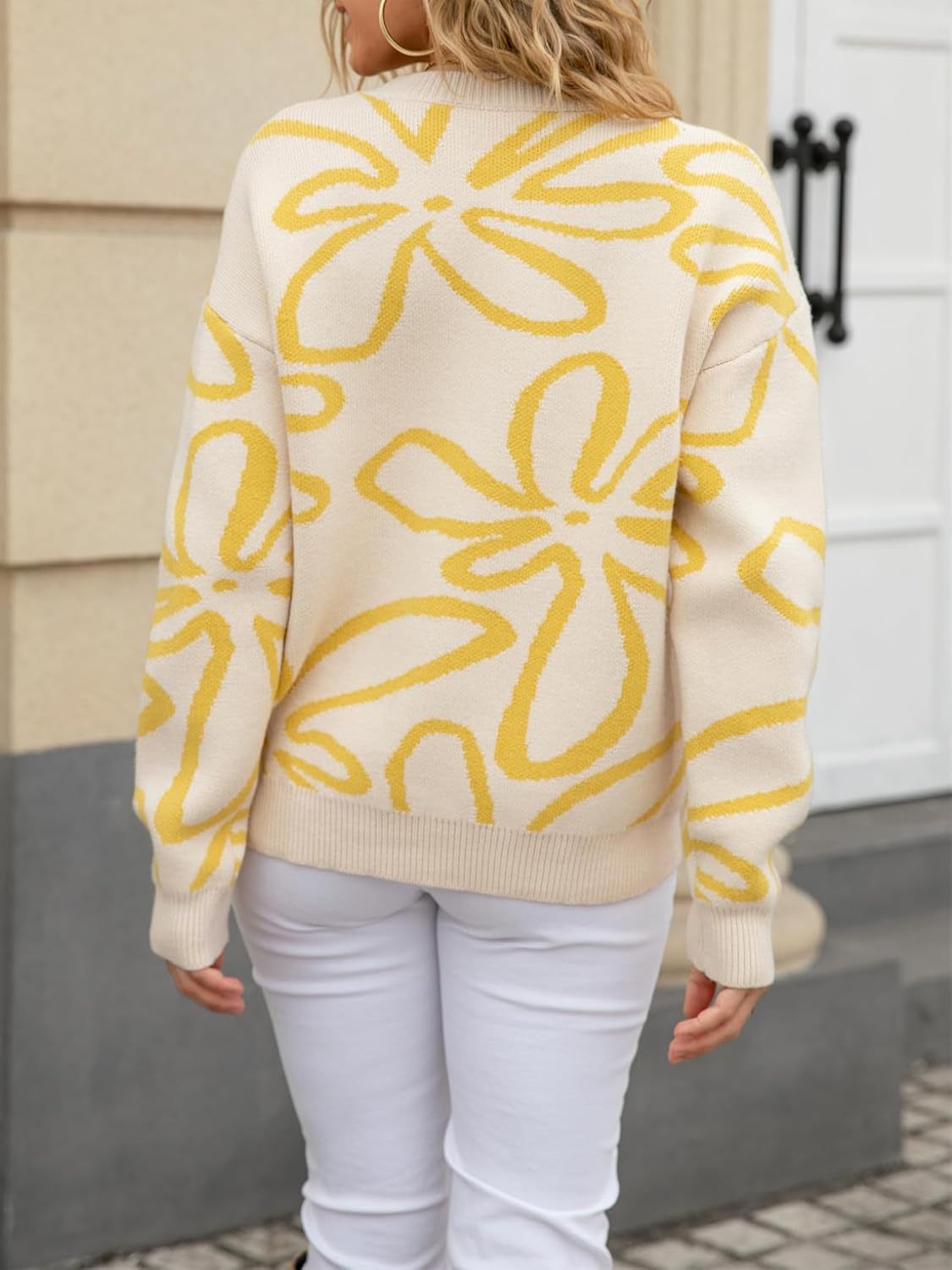 Women Cute Sweater Boho Floral Soft Chunky Knit Pullover Tops Fall Winter Trendy Outfit 2026 Y2k Aesthetic Clothes - Image 5