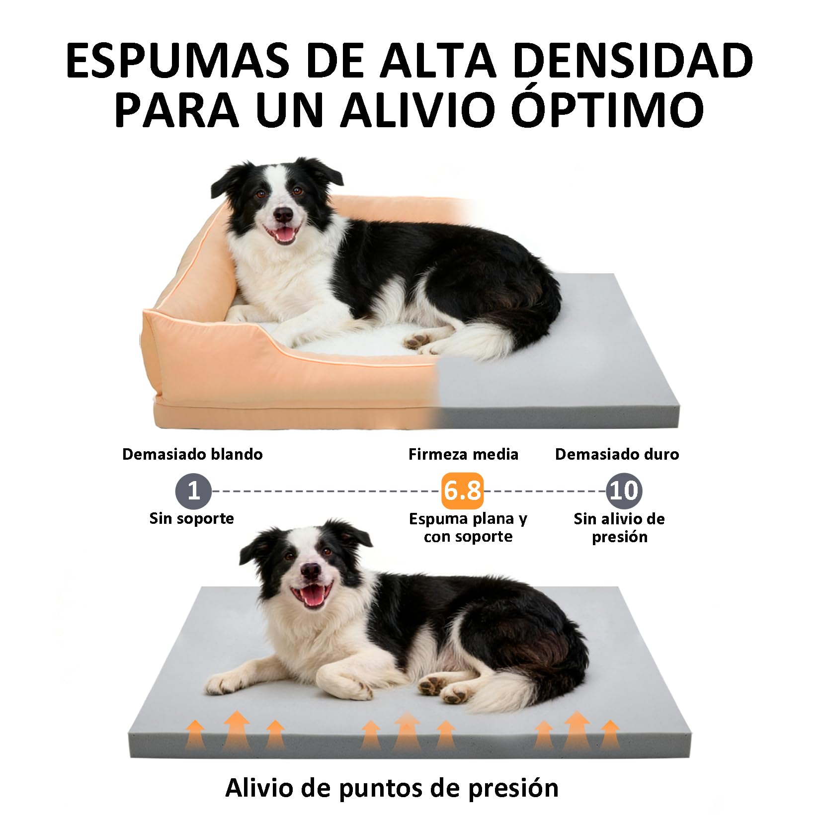 BingoPaw Cama Perro Ortopédica Extra Grande 105x75x21cm, Sofá Perro con Funda Desenfundable y Lavable, Colchon Perro con Superficie Impermeable y Fondo Antideslizante, Beige, XL