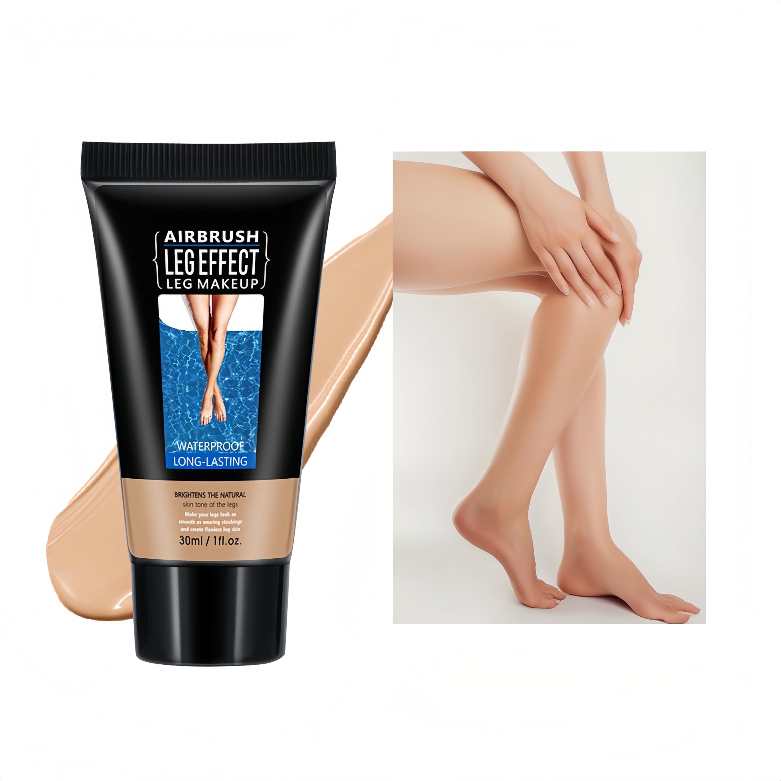 3 Colors Body Bronzers Waterproof No Transfer Flawless Looking Leg Makeup Light Leg and Body Scar Cover up Makeup/Tattoo Cover Up (30ML,02 Medium Golw）