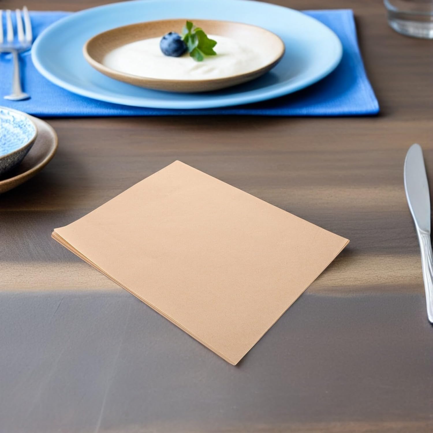 500pcs Thickened Greaseproof Baking Sheets Natural Tone Oil Absorbing Paper for Pizza Fried Snacks and Pastries Food Safe Oven Cooking Liners Tear-resistant Parchment Paper