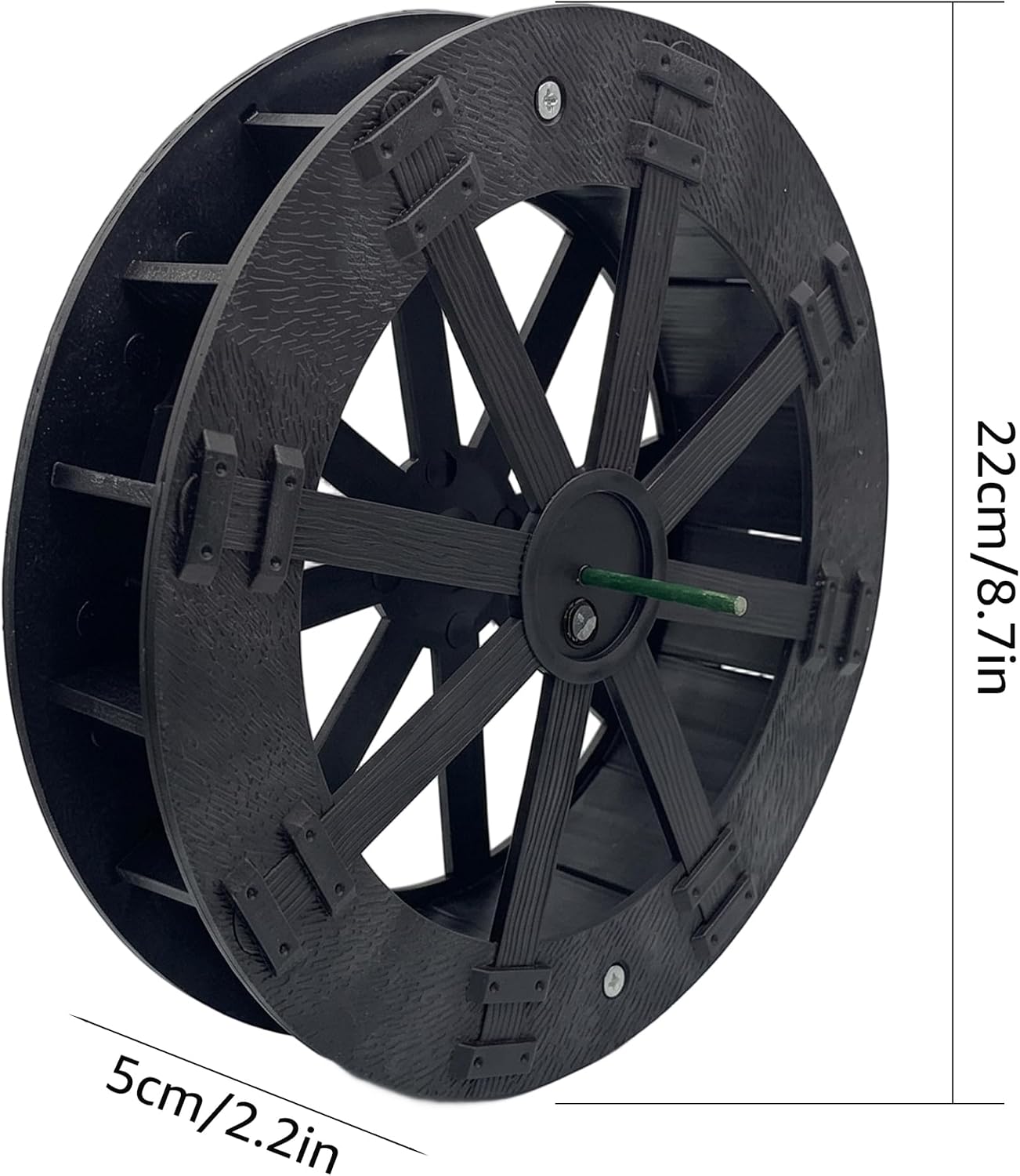 Water Wheel Fountain, Waterwheel for Pond - Rotating Brown Plastic Ornament for Fish Tank, Rockery & Garden Decor, 8.66inch/22cm.
