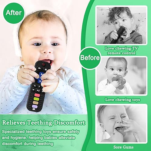 Miniatura 4 de Juguetes de dentición con forma de teléfono y control remoto de silicona para bebés de 3 a 12 meses, mordedores de silicona para niños pequeños,