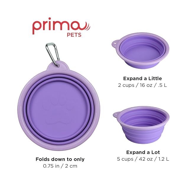 Foto 4 de 8 de Prima Pet - Cuenco plegable de silicona para comida y agua con clip para perro y gato, tamaños disponibles…