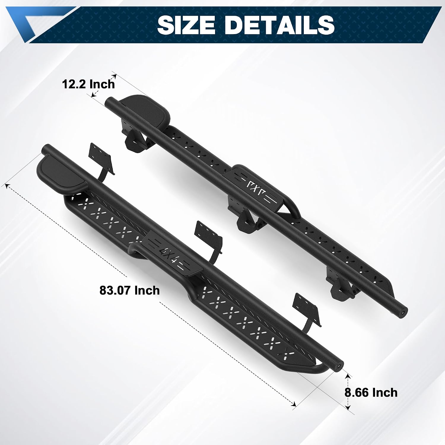 Running Boards for 2019-2026 Ram 1500 Crew Cab (4 Doors), 2-Step Side Steps Nerf Bars, Heavy-Duty Carbon Steel Step Rails, Black Powder-Coated (Not for Quad Cab)