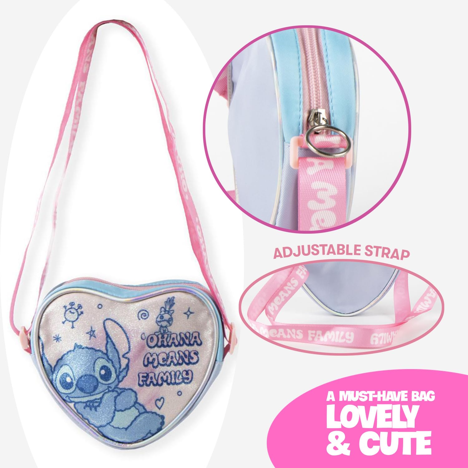 Sac enfant – Sac bandoulière avec fermeture zippée et sangle réglable pour fille