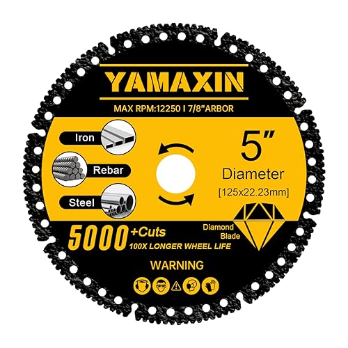 Miniatura 2 de 3 ruedas de corte de metal de 5 pulgadas con hoja de diamante con más de 5000 cortes para barras de refuerzo, chapa de metal, ángulo de hierro,
