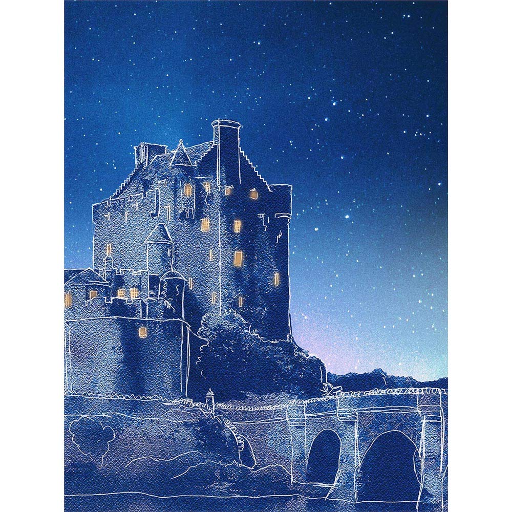 Scotland Eilean Donan Night Art Print Poster Wall Decor 12X16 Inch