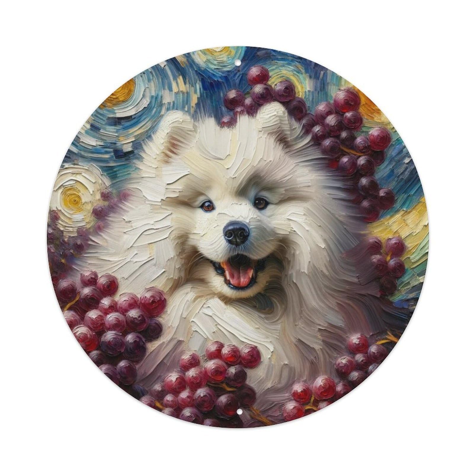 Animal Oil Painting Style Art Samoyed Metal Tin Sign