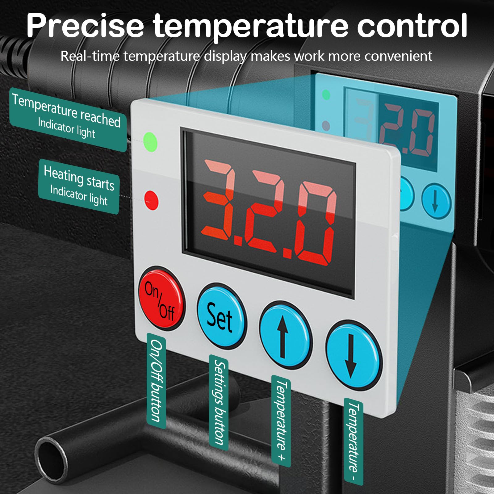 Saldatrice a Bussola PPR 1500W Ø 20-63 mm Temperatura Regolabile 100-320°C con Tagliatubi 42mm e 6 Bussole