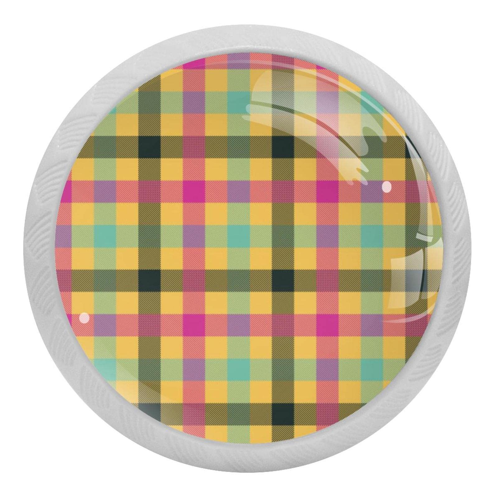 Poignées de tiroir design tartan orange boutons ronds fluorescents avec vis