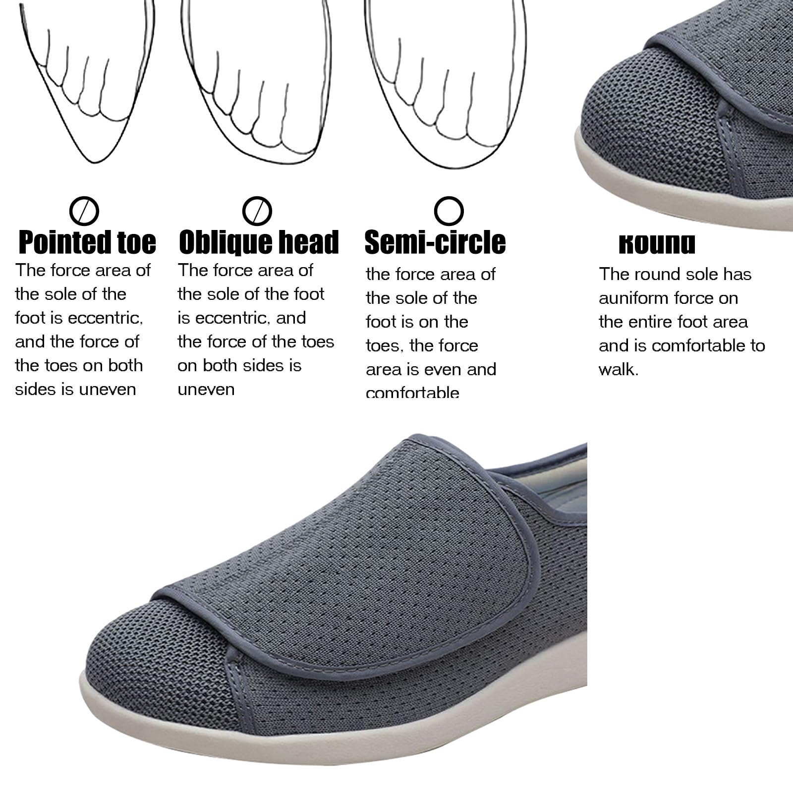 Scarpe Ortopediche Scarpe da Ginnastica,Scarpe da trekking all'aperto per piedi gonfi Fasciite Plantare.grey,45