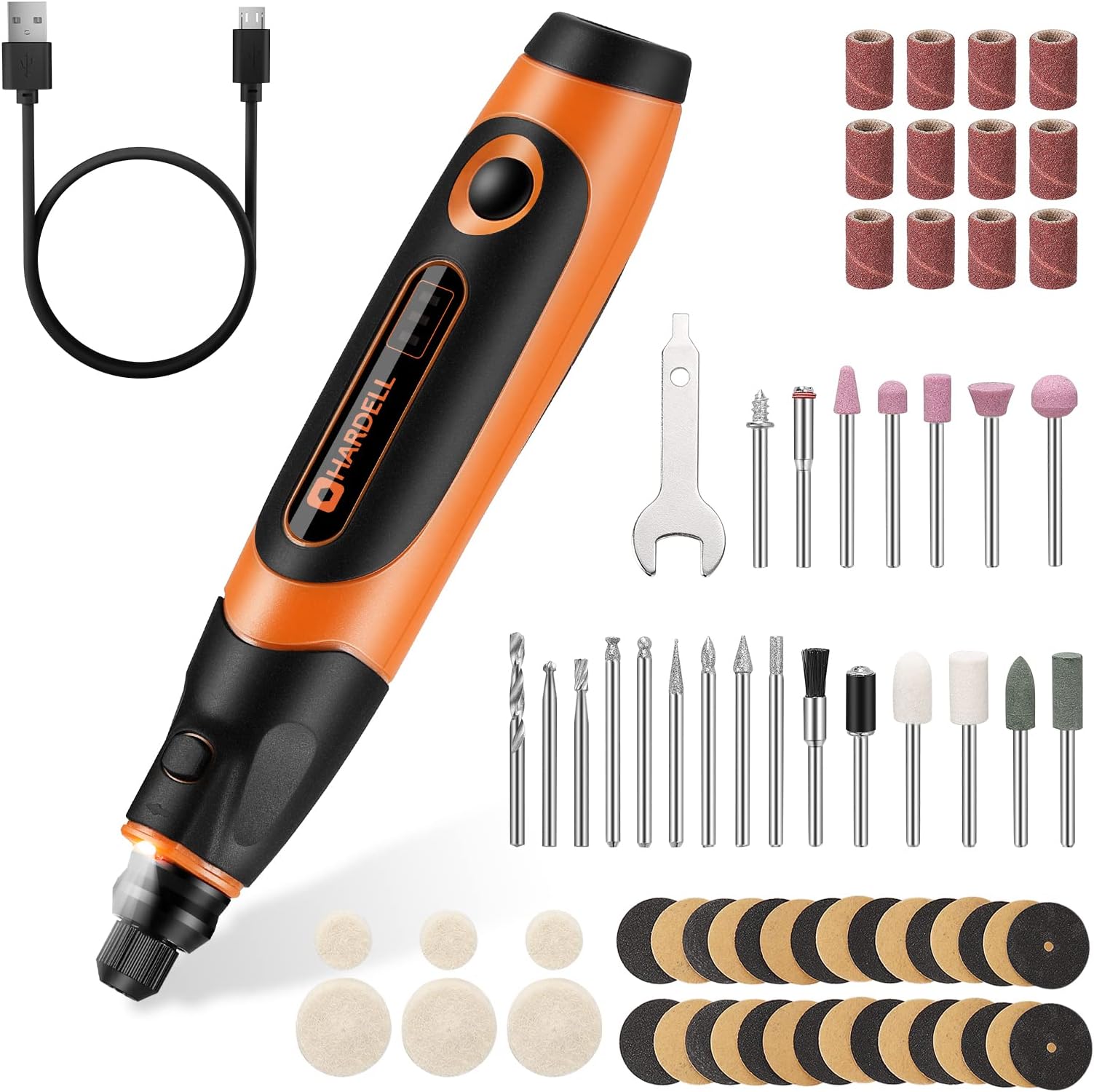 HARDELL Cordless Rotary Tool, Upgrade 4V Pro Mini Rotary Tool Kit 18000 RPM with 74 Accessories, 3-Speed Multi-Purpose Rechargeable Rotary Tool for Sanding, Drilling, Engraving, Polishing, Crafting