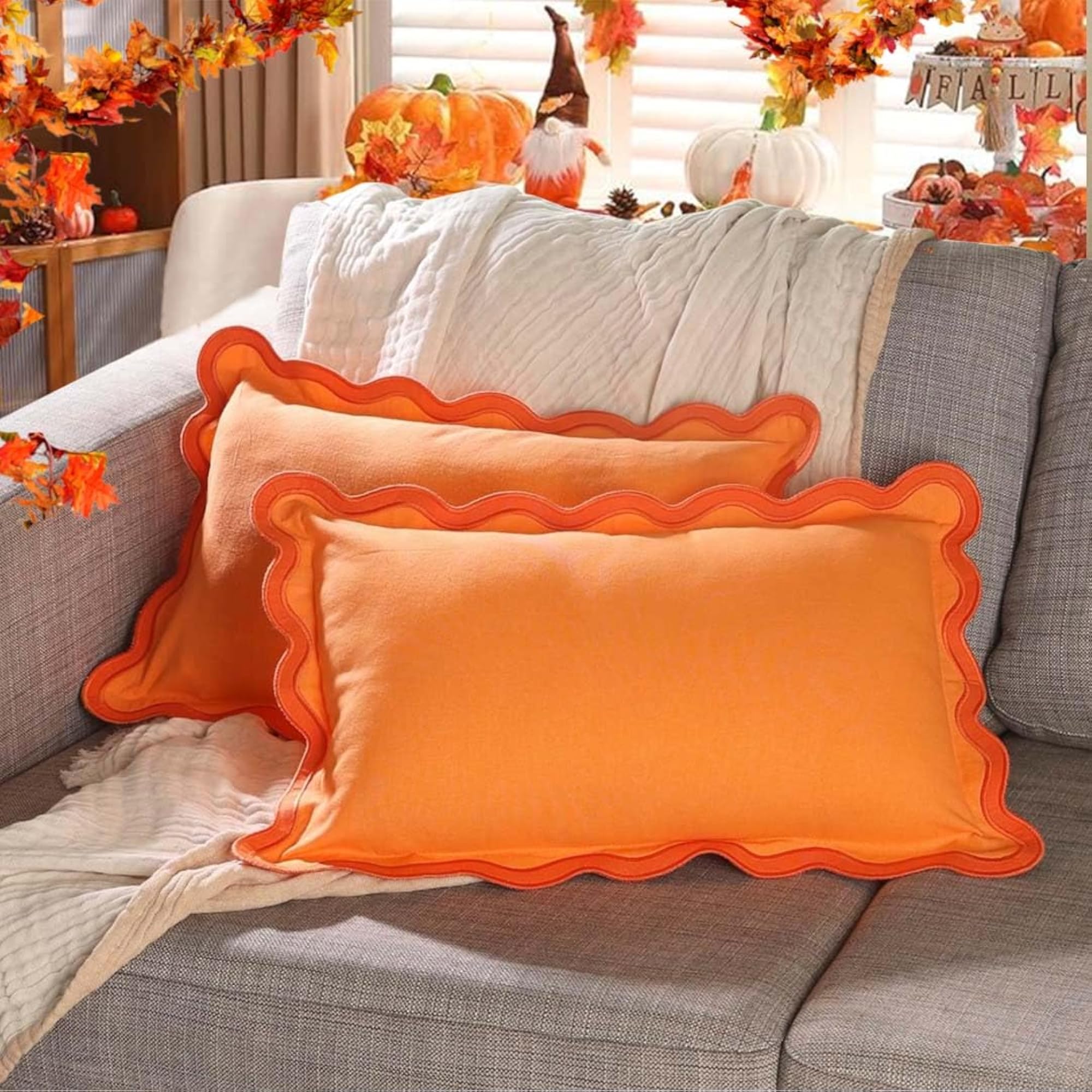 Scallop Cushion Covers, Decorative Throw Pillow Case