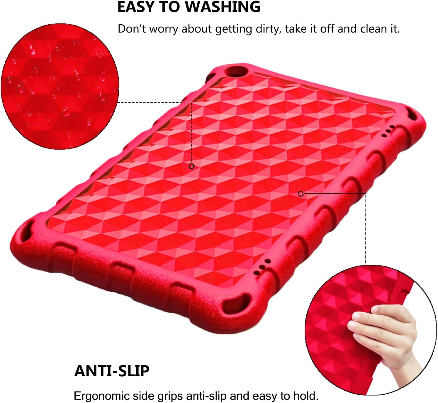 All-New 8 Inch Tablet Case, Tablet 8 2018 Case for Kids - Riaour Light Weight/Shock-Absorption/Anti Slip/High Impact Case for 8 inch Display Tablet Cover(Compatible with 2018/2017/2016 Release)(Red)