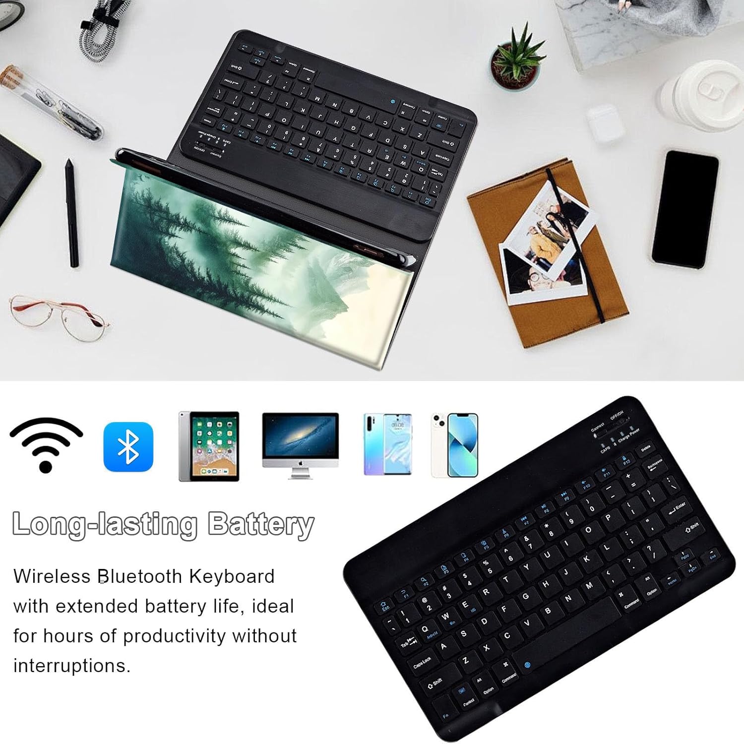 Keyboard Case for iPad 11th (A16, 2025) and iPad 10th Generation 10.9 inch (2022), Slim Folio Cover with Detachable Bluetooth Keyboard & Kickstand, Protective Mysterious Forest Design