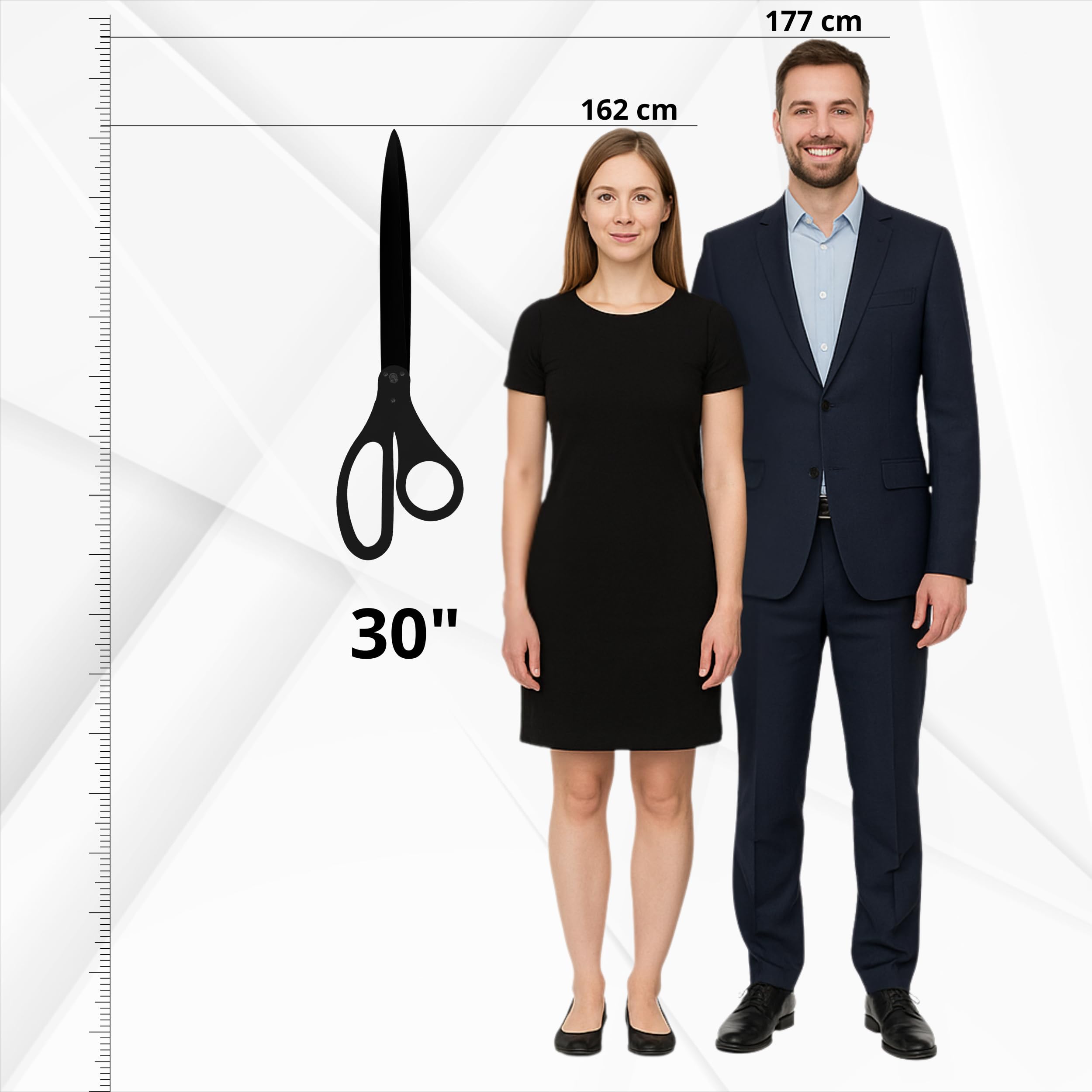 Kit extra grande de ceremonia de inauguración – Tijeras ceremoniales doradas de 30 pulgadas para corte de cinta y cinta de satén roja de 7.65 yardas para eventos especiales, tijeras gigantes doradas