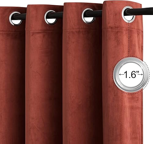 Miniatura 172 de RYB HOME Juego de 2 paneles de cortinas de terciopelo malva, cortinas y cortinas para oscurecer la habitación, con aislamiento térmico, decoración