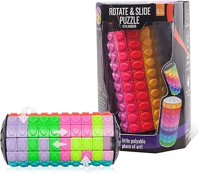 R.Y.TOYS Rotate and Slide Puzzle-Design Patent,Fidget ToysRestore Order/Create Patterns 12 Colors,10 Layers-Open Cover for Quick Play,Brain Teaser,Sensory Toys,Birthday Gifts,Easter Basket Stuffers