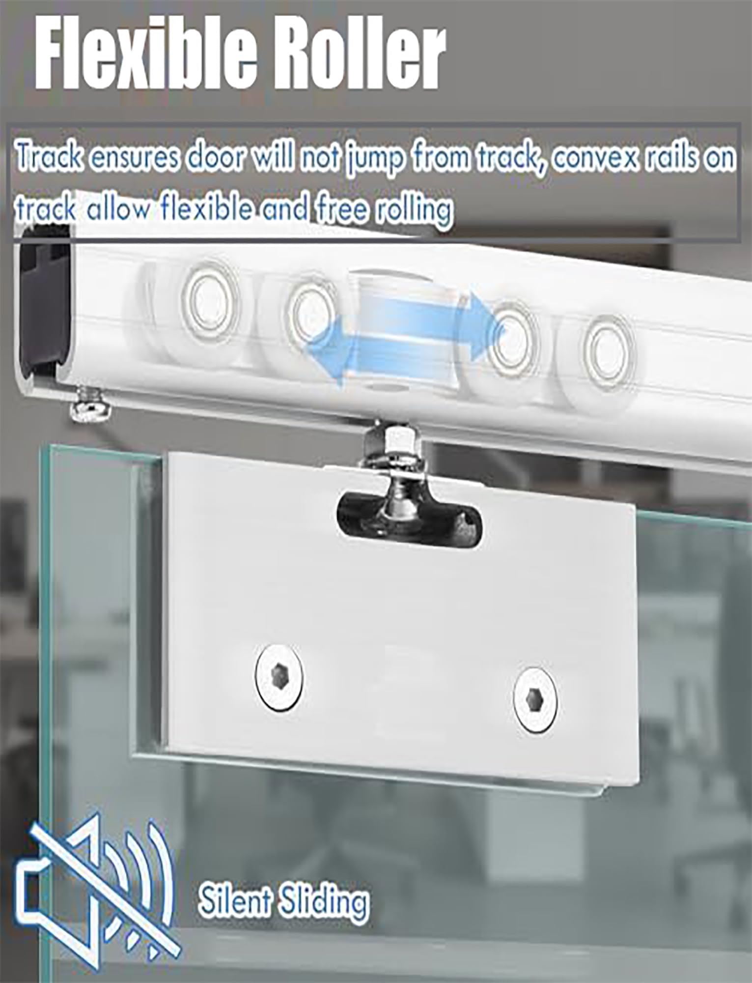 Generico Kit Binario per Porta Scorrevole in Alluminio, Binario per Porta a Scomparsa Nascosta, Kit Ferramenta per Porte Scorrevoli in Vetro per Doccia e Armadio (120cm)