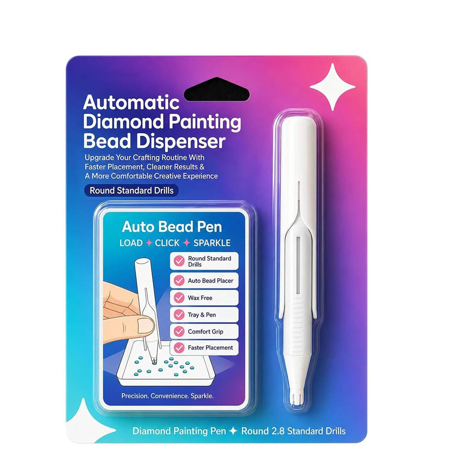 Automatic Diamond Painting Bead Dispenser, No Wax Needed Diamond Art Tools Pen, Diamond Art Accessories Pen for DIY Crafts for Adults (Blue)