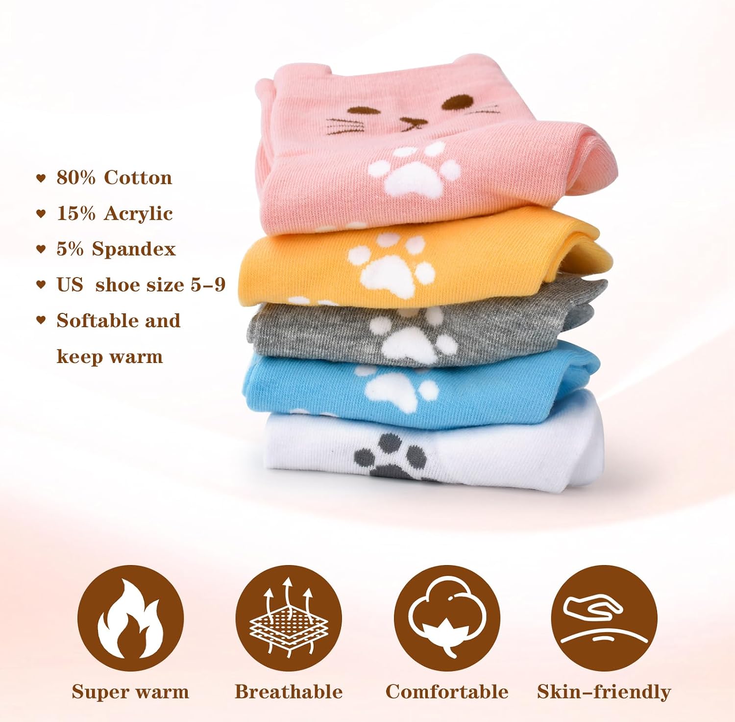 Ulrhpc Gifts for Women Teen Girl Her Mom Women's Cute Cat Socks Valentines Day Mothers Day Christmas Birthday Gift