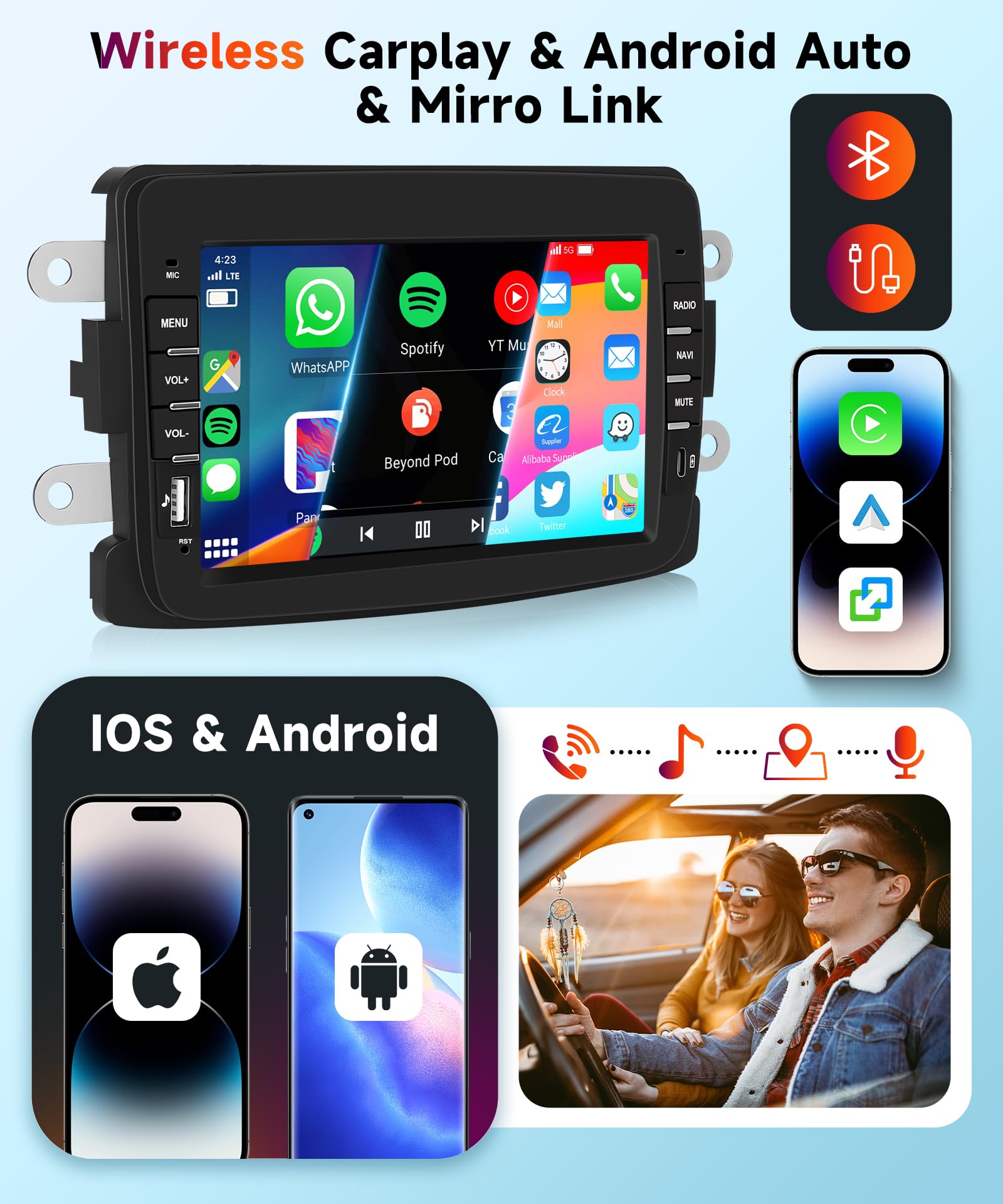 Hodozzy Carplay Autoradio Voor Peugeot 408/308/308sw (2007-2015) – 9 Inch Android Touchscreen – 8-core – 4+64GB – Bluetooth 5.1 – GPS – FM – DSP – SWC