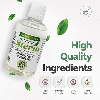 Aromhuset Super Stevia Drops 100ml – 100% Natural, Sugar Free, Zero Calorie, Liquid Flavoured Sweetener for Diet, Keto, Vegan, Diabetic, More