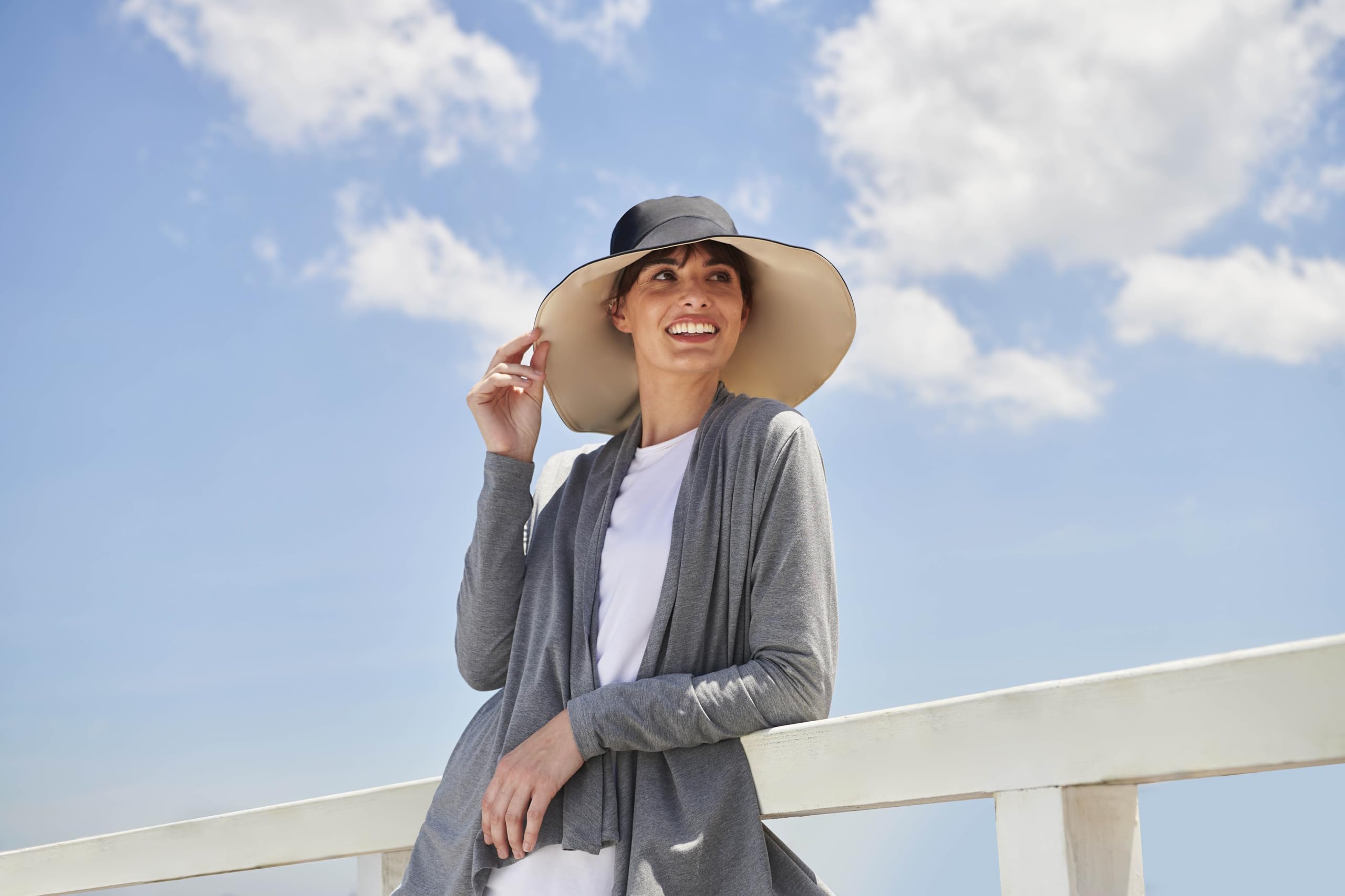 Solbari Cappello da sole a tesa ultra larga UPF50+ Packable UV protezione solare cappelli con copertura completa