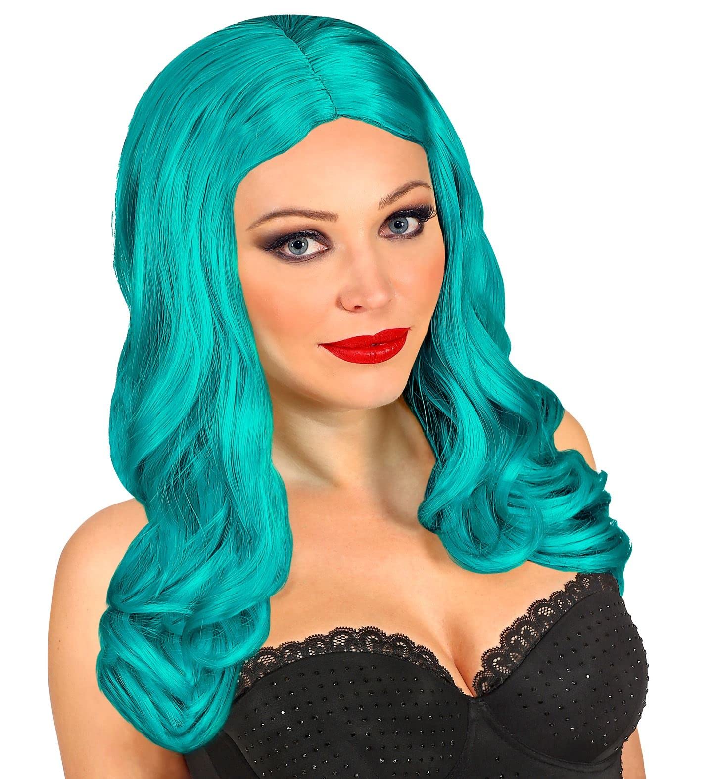WIDMANN 09811 - Roxy Wig Adult Woman, Theater, Party, Carnival, Theme Parties, Turquoise Color