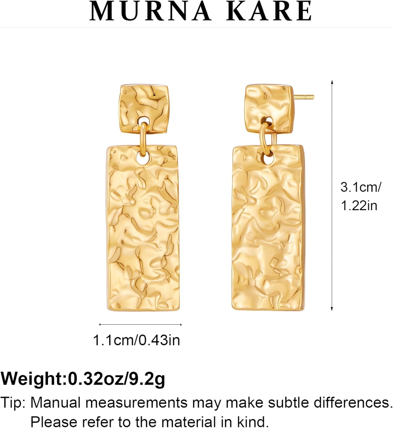 Gold Statement Dangle Drop Earrings for Women - Vintage Geometric Rectangle Statement Earrings, Trendy Chunky Gold Jewelry | Vintage Jewelry Gifts for Women - Image 6