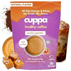 Cuppa Salted Caramel Mushroom Coffee with Adaptogens Superfoods - Lions Mane Ashwagandha Cordyceps Adaptogens MCT to support natural