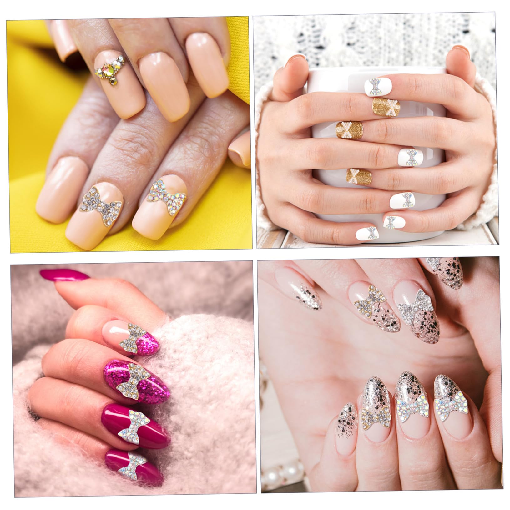 FRCOLOR 150pièces Charms Pour Avec Nœud Rhinestones Décoration Élégante Pour Nail Art Accessoires De Beauté Manucure