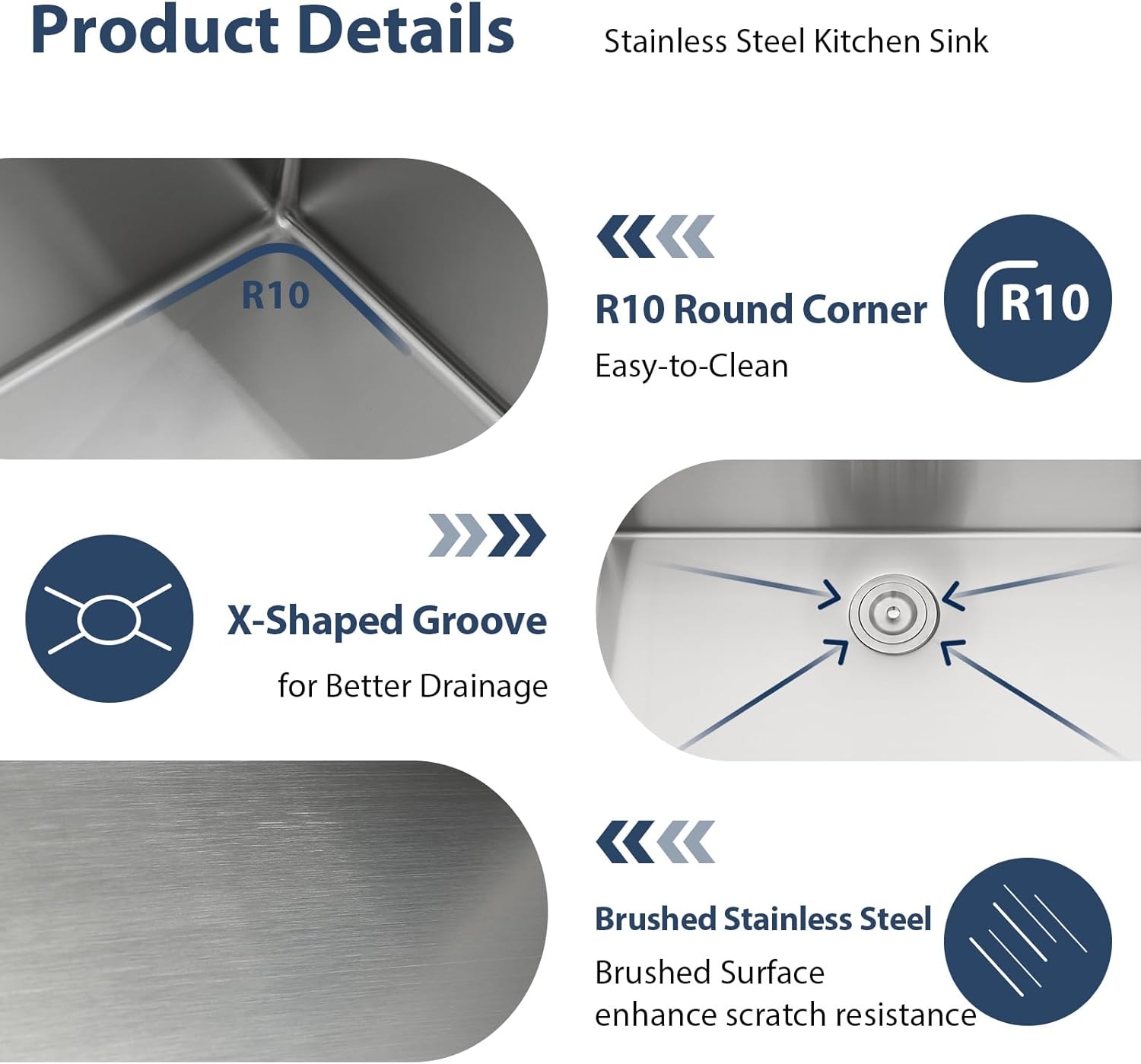 Lordear 39 Inch Undermount Kitchen Sink Workstation Large Single Bowl Under Counter Kitchen Sink T304 16 Gauge Stainless Steel Basin 39x19X10 Inch