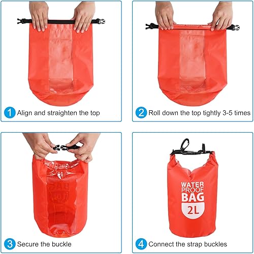 Miniatura 5 de PATIKIL Bolsa seca flotante impermeable, 2 L, bolsa seca flotante para exteriores, mochila con ventana transparente para canotaje, rafting, kayak,