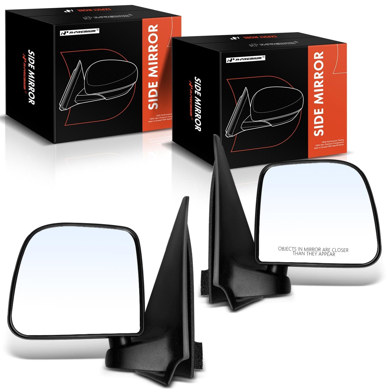 A-Premium Pair (2) Driver and Passenger Side Manual Door Mirror - Compatible with Ford Ranger 1993-2005 & Mazda B2300, B2500, B3000, B4000 -