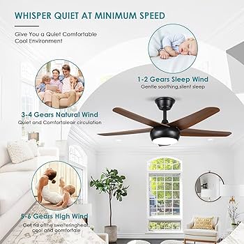 k.fsoon☆ BYKISTOK Low Profile Flush Mount Ceiling Fan with Lights