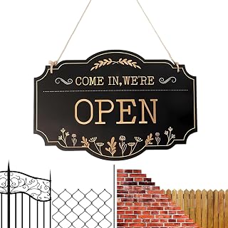 Door Opening/Closing Sign – Double-Sided 11.81 x 7.87 In, Commercial Business Wooden Sign | Includes “Open For Business/Closed” Text For Shop Window, Hangable Decoration And Professional Display