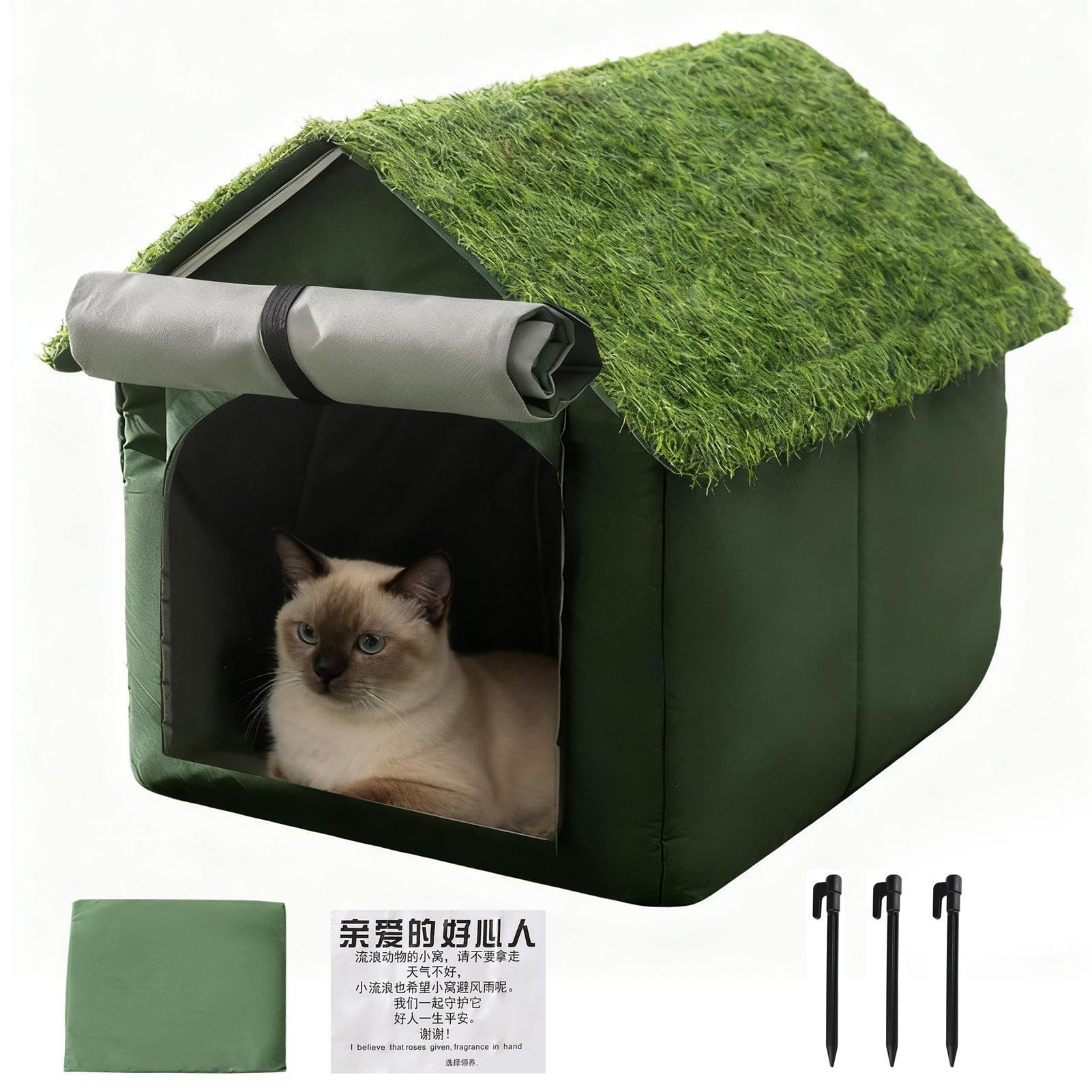 Casa para Gatos De Exterior,Casitas Impermeables Y Resistentes Al Viento,Refugio para Gatos Suave Y Plegable | para Exterior Patio Balcón para Jugar Dormir Y Escondite para Animales Y