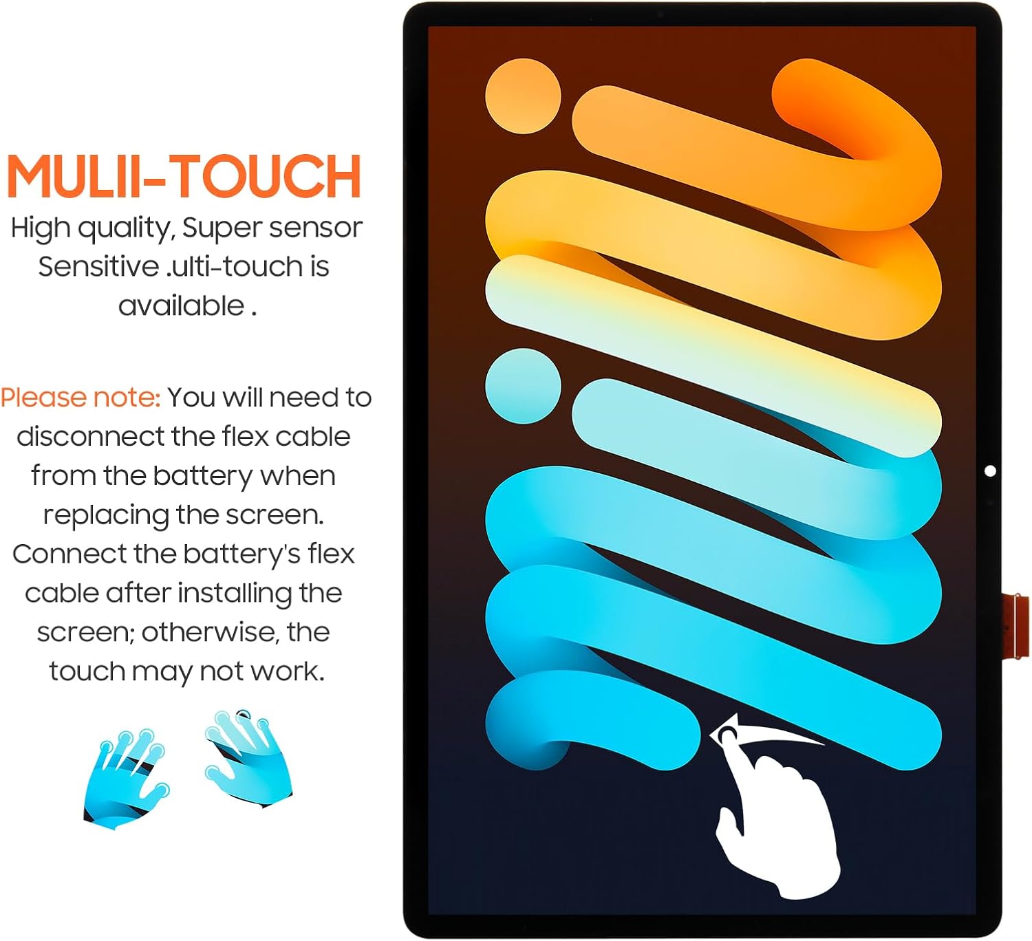 Screen Replacement for Samsung Galaxy Tab S9 FE+ Plus SM-X610, SM-X616 LCD Display for Samsung Tab S9 FE Plus 12.4" Touch Screen Digitizer Full Assembly,with Tools(Black)