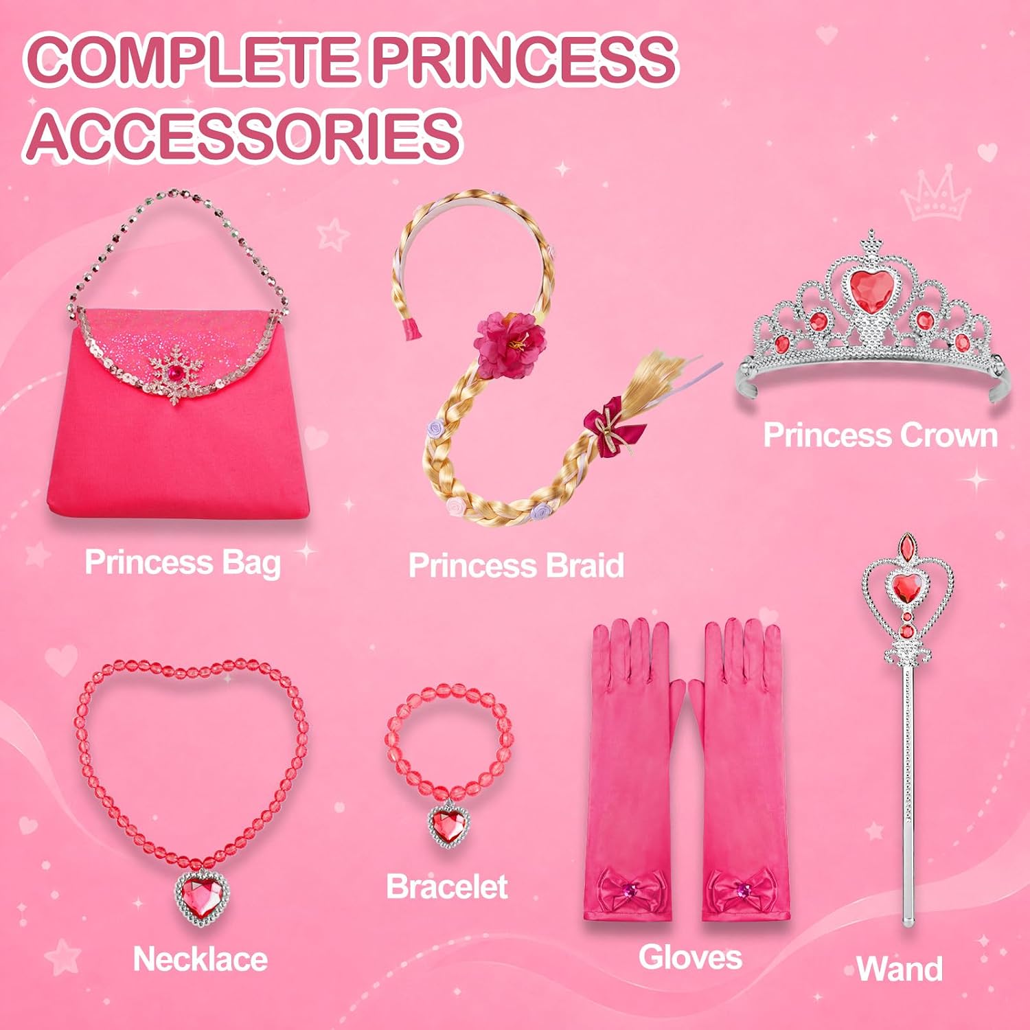 Davvew Light Up Princess Dress for Girls Pink Princess Costume with Dress Up Toys Gift Birthdays, Halloween Ages 3–10 image 4