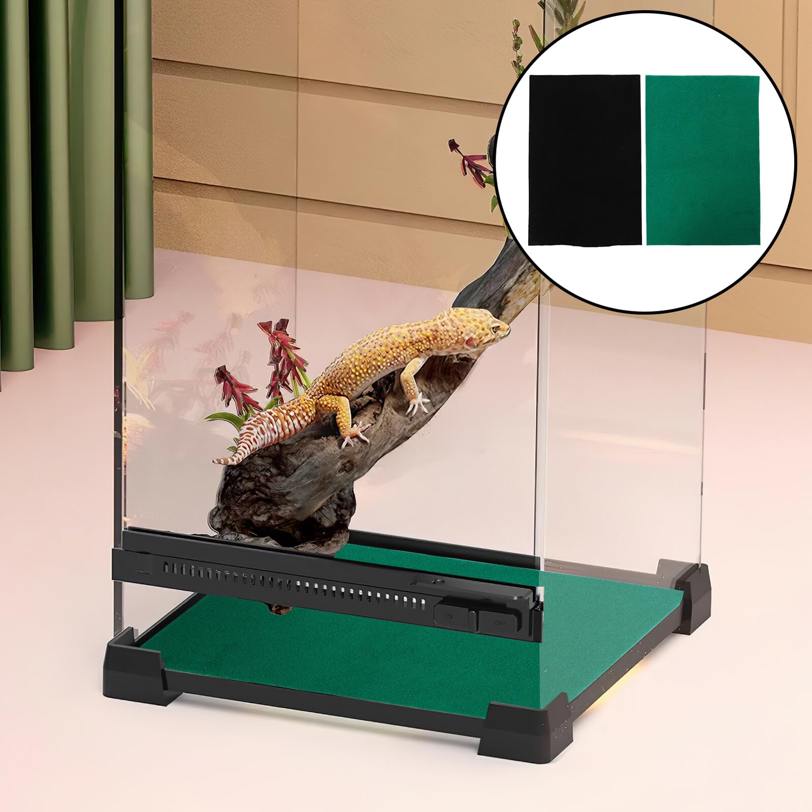 WOONEKY 4stücke Terrarienmatte Wasserabsorbierend Nicht Klebend für Reptilien Echsen Schildkröten als Bodengrund Waschbar Wiederverwendbar Reptiliensubstratteppich Reptilieneinlage