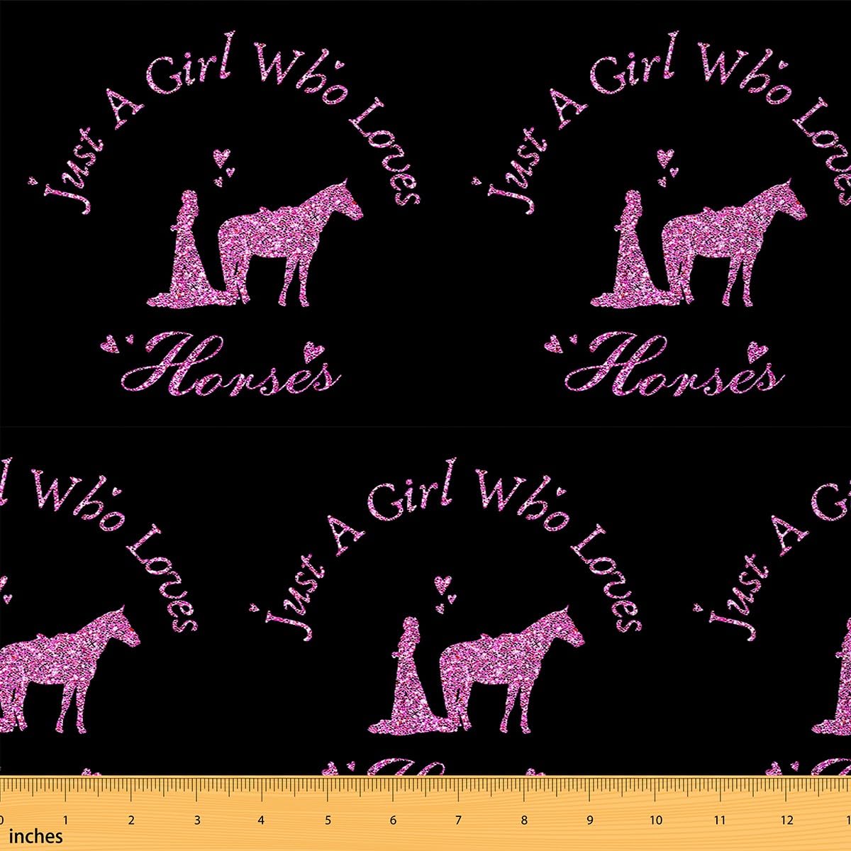 Horse Fabric by The Yard Glitter Pastel Girly Upholstery Fabric for Chairs Horse Lover Pink Waterproof Outdoor Fabric 5 Yards (L460*W150cm) — image 1