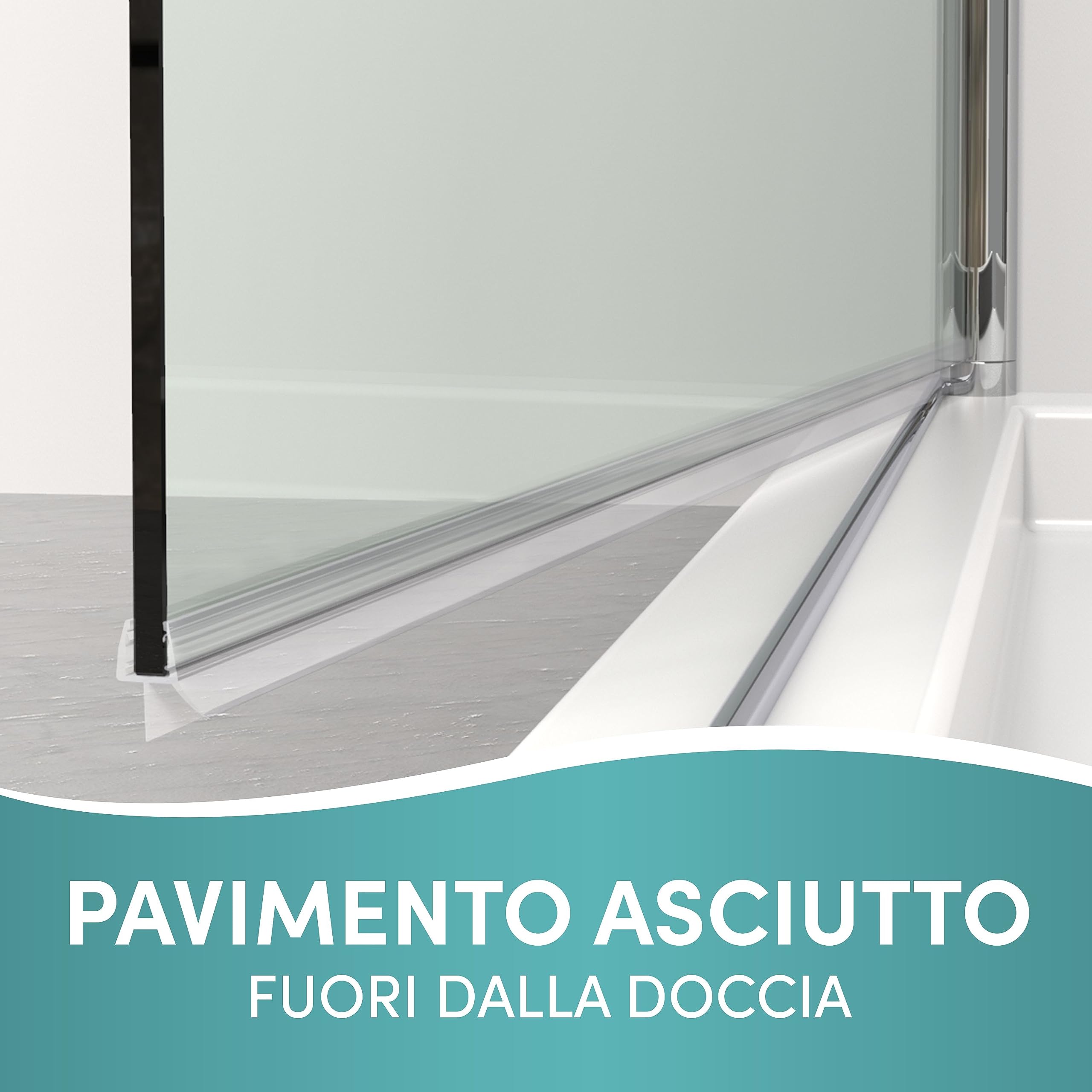 Engelbach® Guarnizione Doccia Sottoporta - Per porte in vetro 5-8 mm - Profilo in gomma extra spesso - Impermeabile e facile da installare