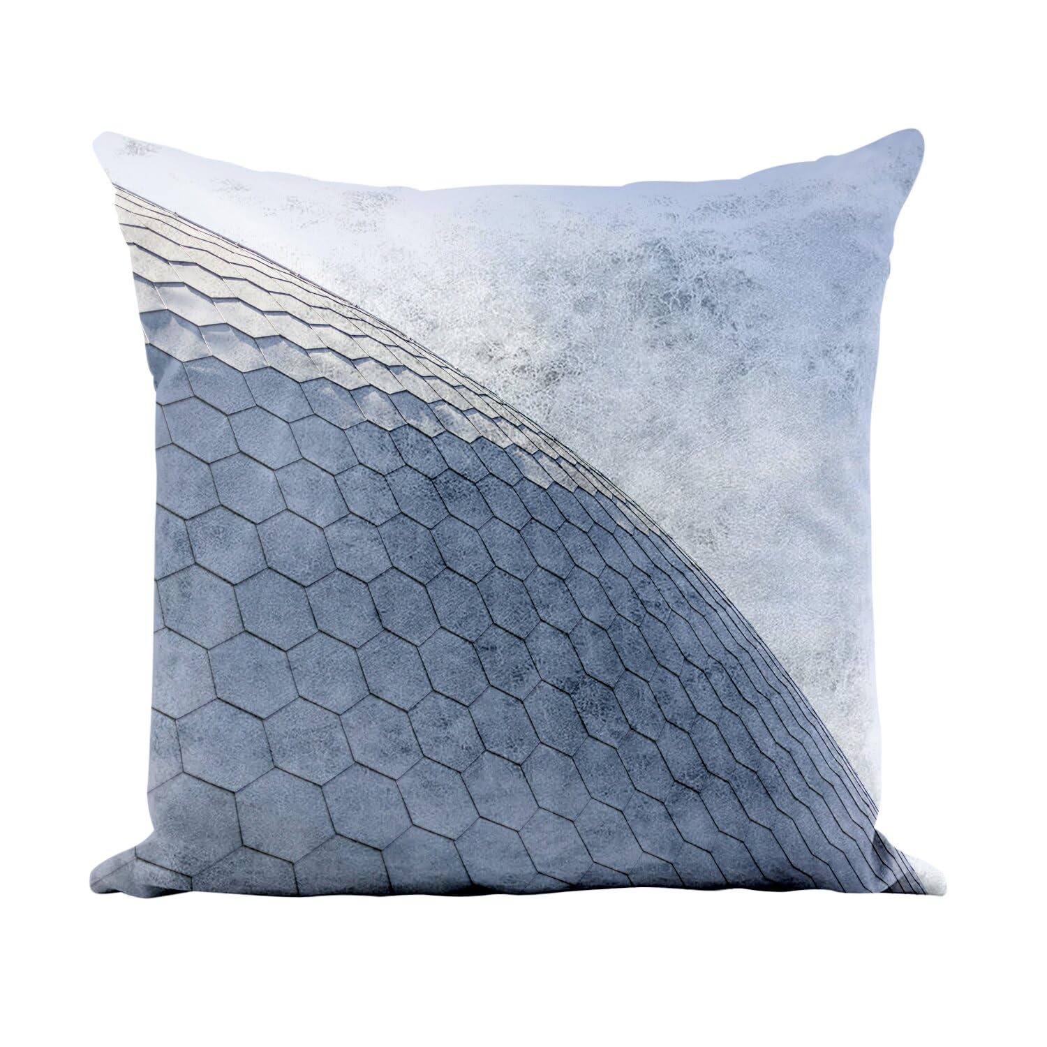 Coussin blanc toucher cuir antitache motif géométrique 40x40 complet