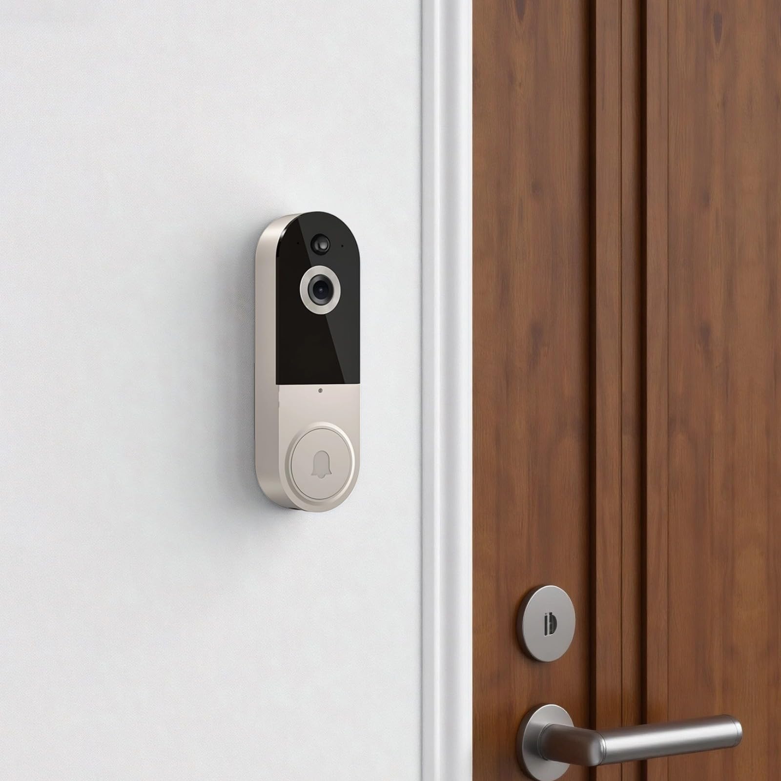 Videocamera per campanello wireless, 1080p Wifi con rilevamento AI, audio bidirezionale, visione notturna, batteria da 5000 mAh, facile da installare, avvisi intelligenti in tempo reale per la