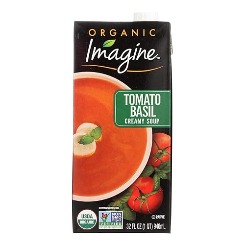 Imagine Foods Sopa orgánica de tomate y albahaca, 32 onzas, 12 por caja. 12