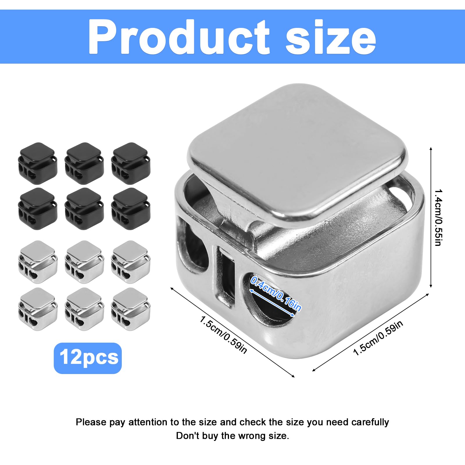 Snapklik.com : Gosknor 12pcs Heavy Duty Cord Locks, Double Hole Metal ...