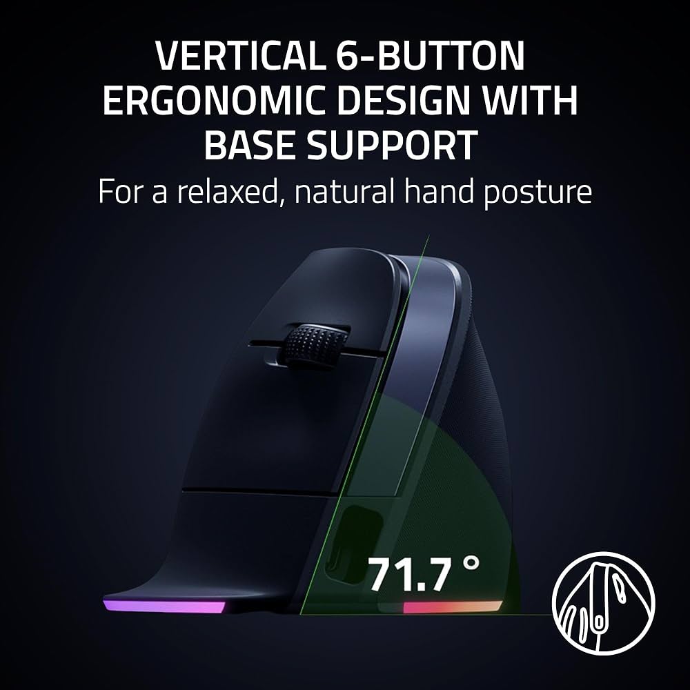 Razer Pro Click V2 Vertical Wireless Mouse: 6 Button