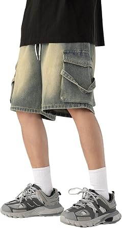 Mens Loose Fit Casual Elastic Waistband with Drawstring 4 Pockets Comfort Summer Shorts